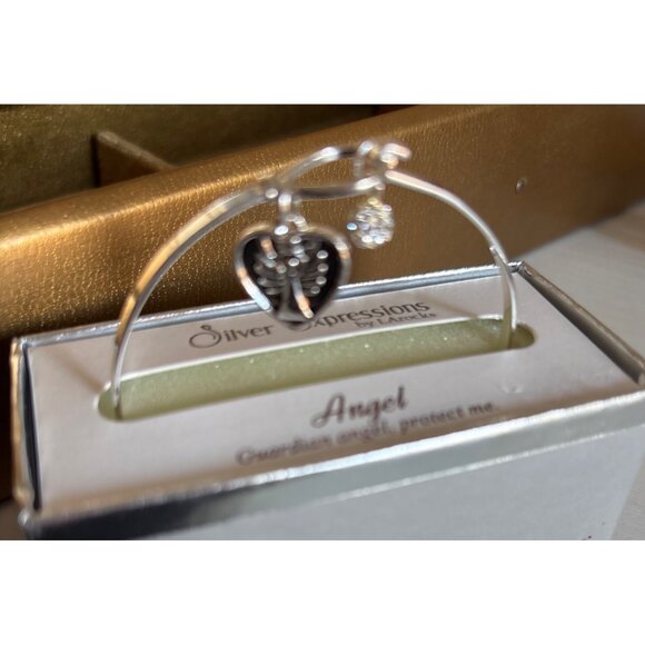 Silver Expressions By LA Rocks Angel Bracelet Heart Charm Guardian Angel Message - Picture 8 of 13